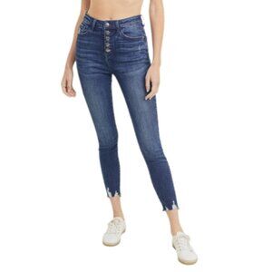 Button Fly Skinny Distressed Jeans